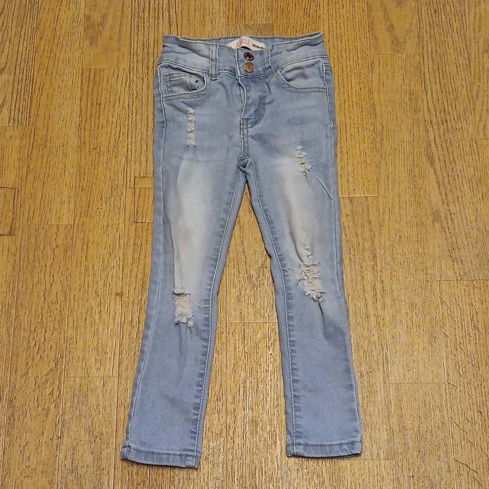 DENIM DIVA SKINNY DESTROYED LIGHT BLUE JEANS SIZE 4T LITTLE GIRLS